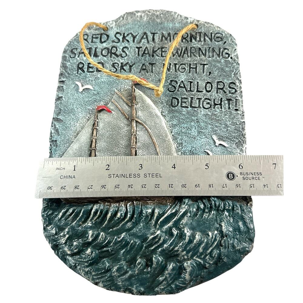 Beachcombers 2002 Sailboat Wall Plaque Red Sky Sailors Nautical Decor 10” - Picture 2 of 5
